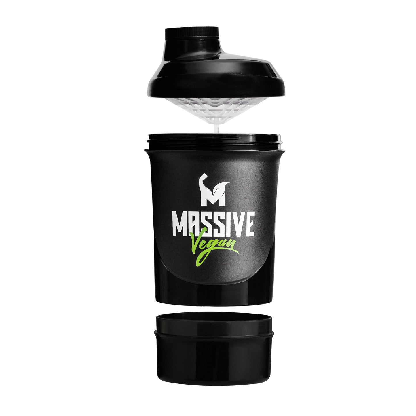 BPA Free Shaker, Black, 300ml with Spare Reservoir