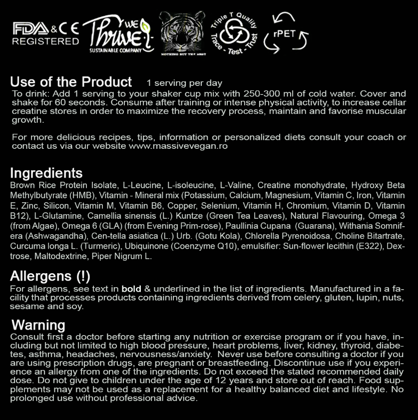 Booster de récupération BCAA Vegan Bio, The Healer, 907G, 20ports